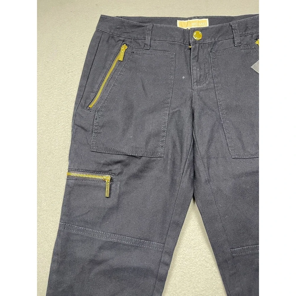 Michael Kors Cargo Pants Cotton Blend Navy Blue 4 Womens